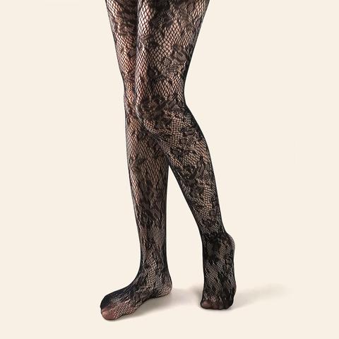 Leaf Pattern Fishnet Tights