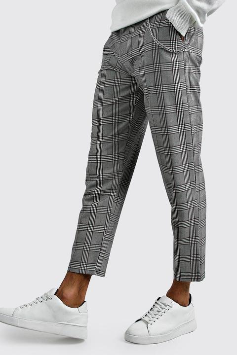 Men's Skinny Fit Satin Crop Suit Trousers | Boohoo UK