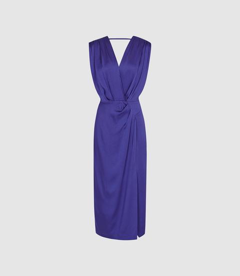 Reiss Elaini - Wrap Front Dress In Blue