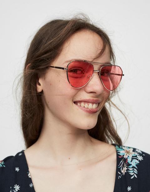 Gafas Tipo Aviador Espejo Rosa