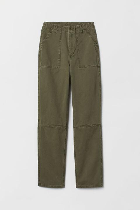 H & M - Pantalón Cargo De Sarga - Verde