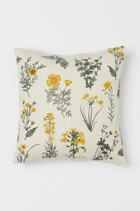 Funda De Cojín Motivo Floral - Beis
