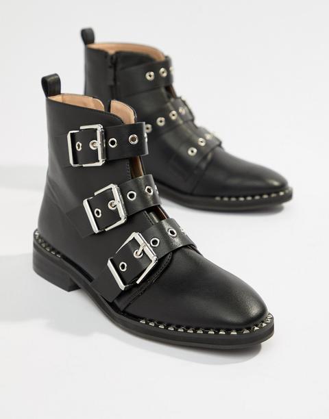 studded black flat boots