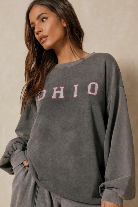 Acid Wash Oversized Ohio Sweatshirt