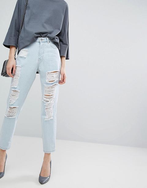 Dr Denim Nora Mom Jean With Rips And Abrasions