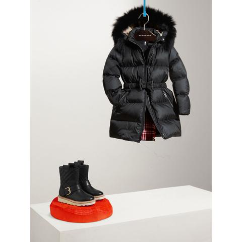 Detachable Fox Fur Trim Hood Down-filled Coat