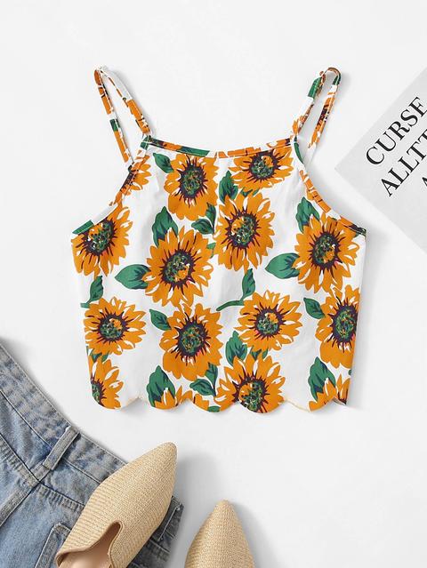 Floral Print Crop Cami Top