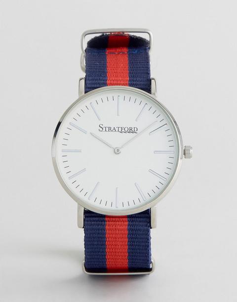 Stratford - Orologio In Tela A Righe - Navy