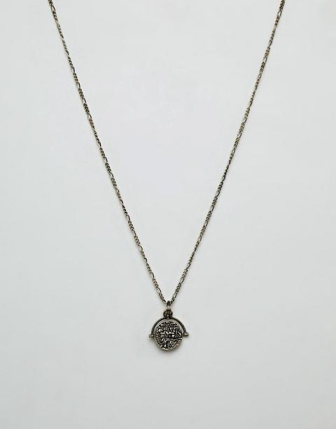 Asos Design Necklace With Roman Coin Style Spinner In Burnished Gold Tone