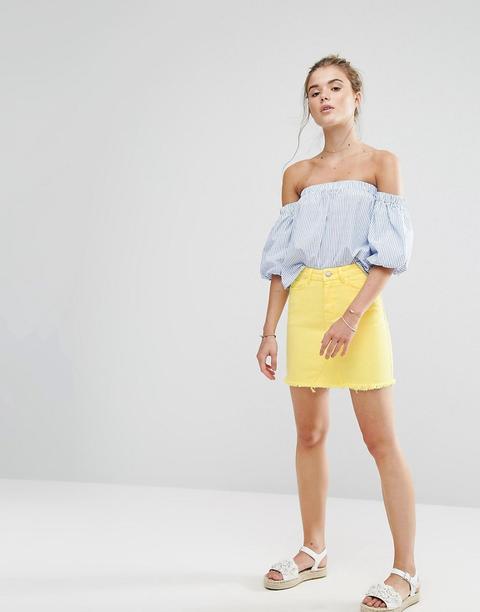 New Look - Minigonna Di Jeans Tagliata - Giallo