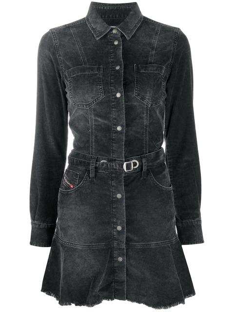 Diesel Vestido Vaquero Con Botones - Negro