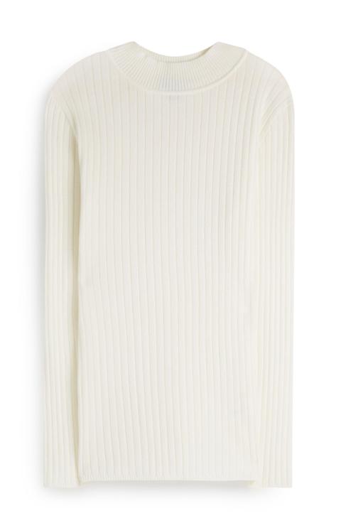 Cream Ribbed Turtle Neck Jumper