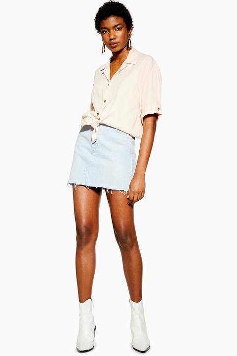 Womens Bleach Wash Denim Mini Skirt - Bleach Stone, Bleach Stone