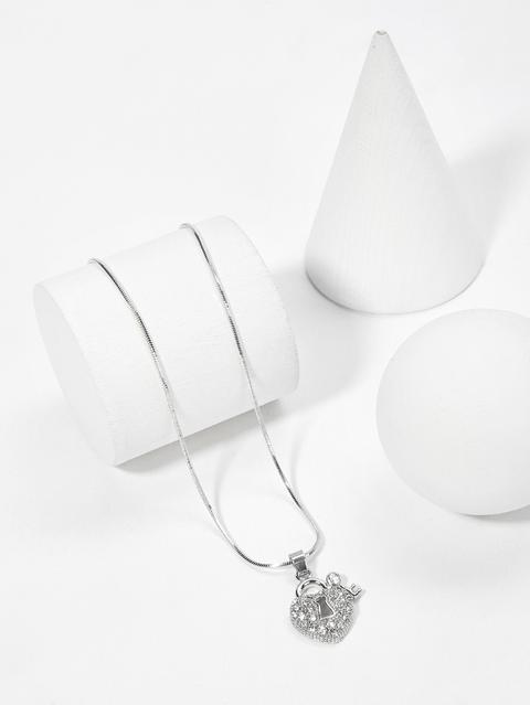 Collana Pendente Con Strass Lock