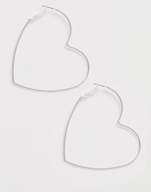 Glamorous Oversized Heart Hoop Earrings In Silver