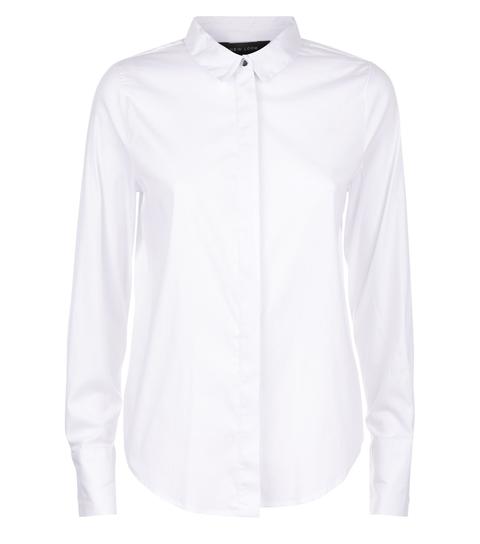 White Curved Hem Shirt New Look