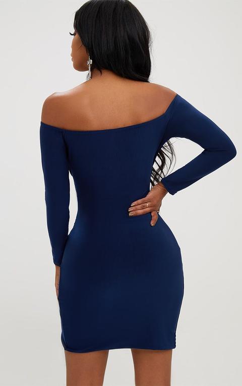 navy bardot bodycon dress