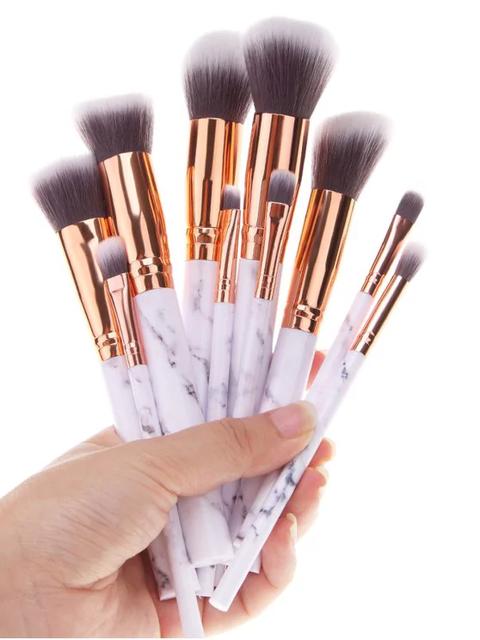 Set De Cepillos De Maquillaje Con Mango Impreso De 10 Piezas De Mar