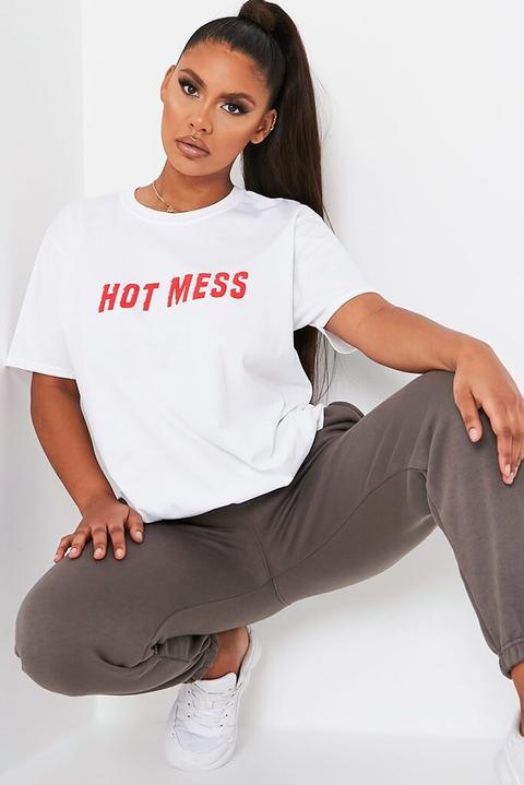 White Hot Mess Oversized T Shirt , White