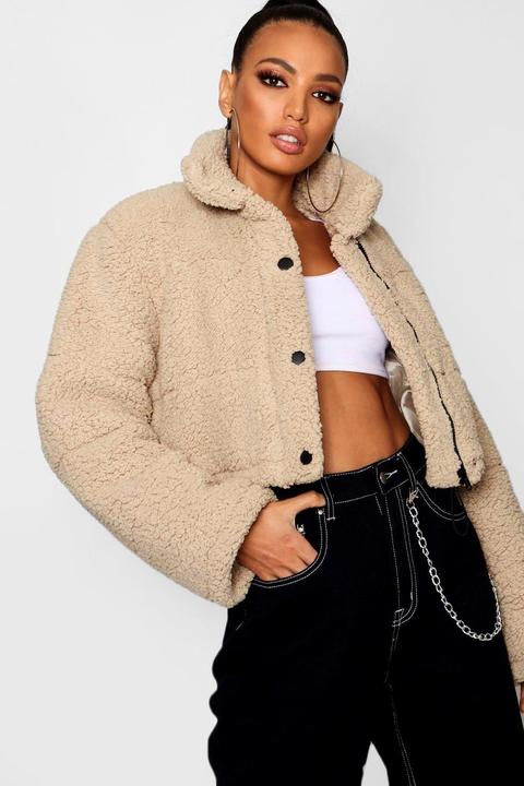 crop fleece oversized puffer jacket