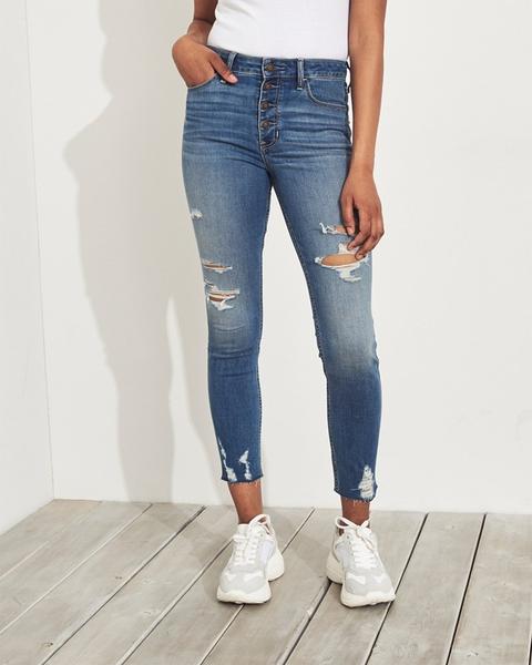 hollister high rise crop super skinny