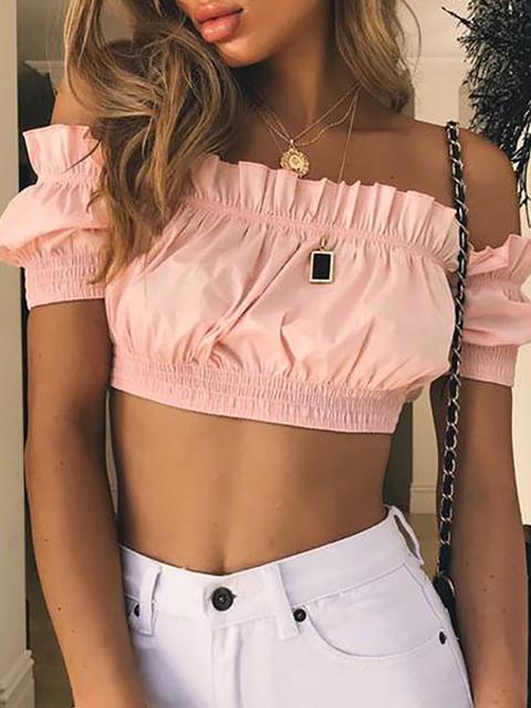 Solid Shirring Cropped Tank Top