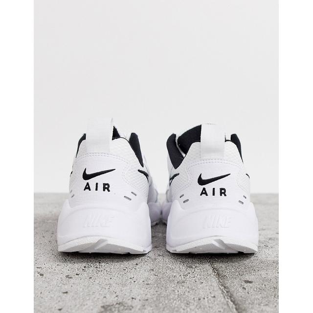 nike white and black air heights trainers