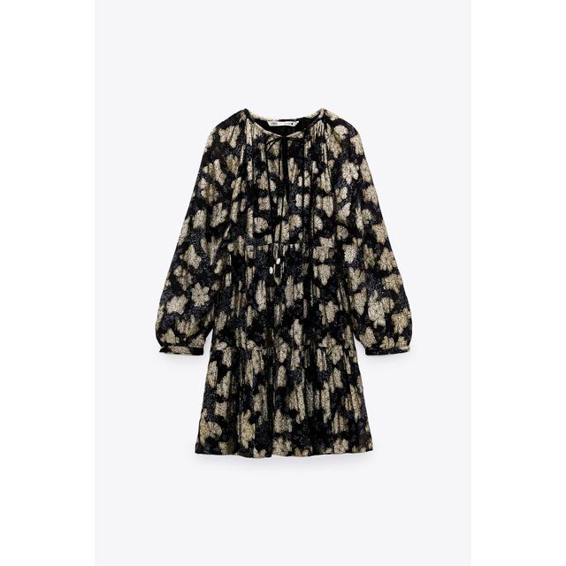 zara black flounce dress