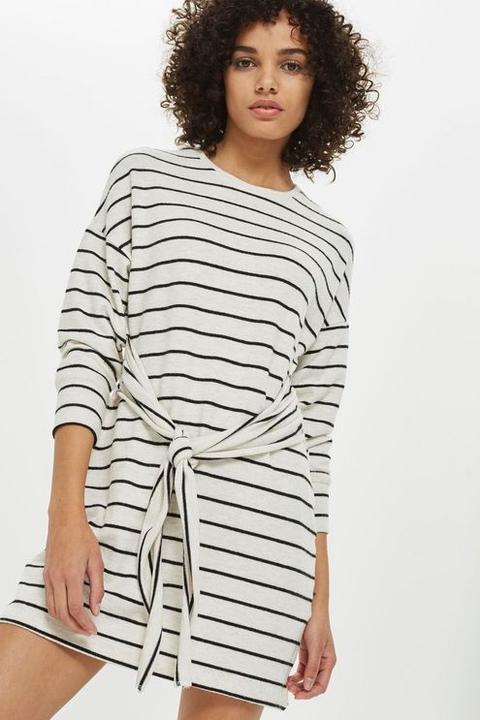 Womens Petite Stripe Cut + Sew Dress - Cream, Cream