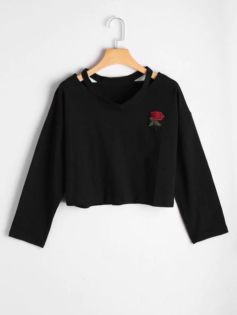 Top A Spalla Freddo Ricamato Rosa White Black