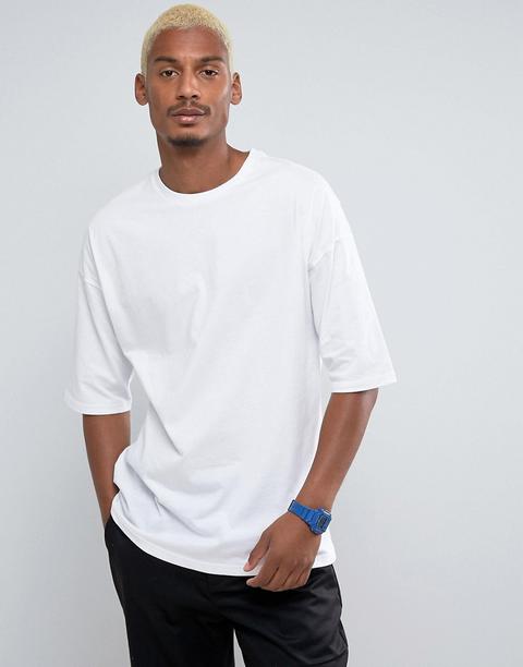 Camiseta Extragrande En Blanco De Asos