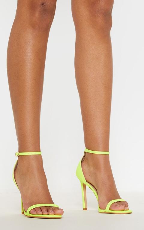 Neon Lime Thin Strap Square Toe Strappy Sandal