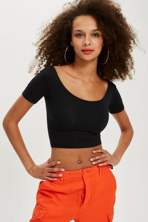 Womens Tall Crop Top - Black, Black