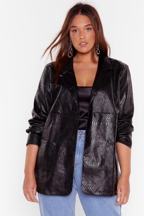 Womens Snake Me Laugh Plus Faux Leather Jacket