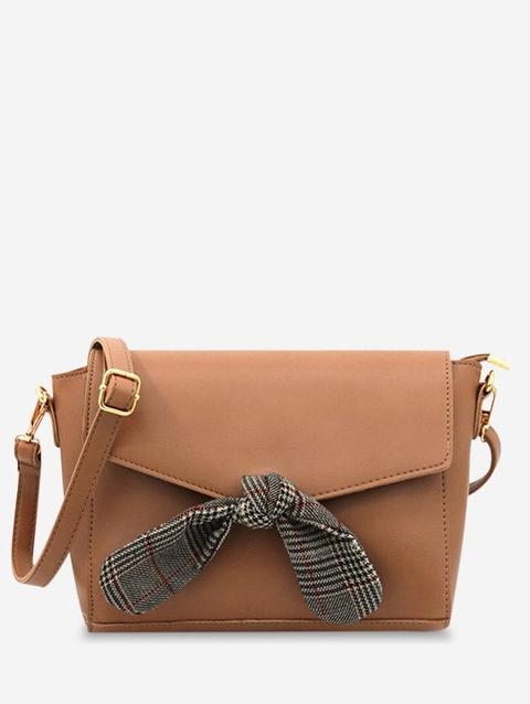 Borsa A Tracolla Casuale In Ecopelle Con Fiocco A Forma Di Busta Gray Brown