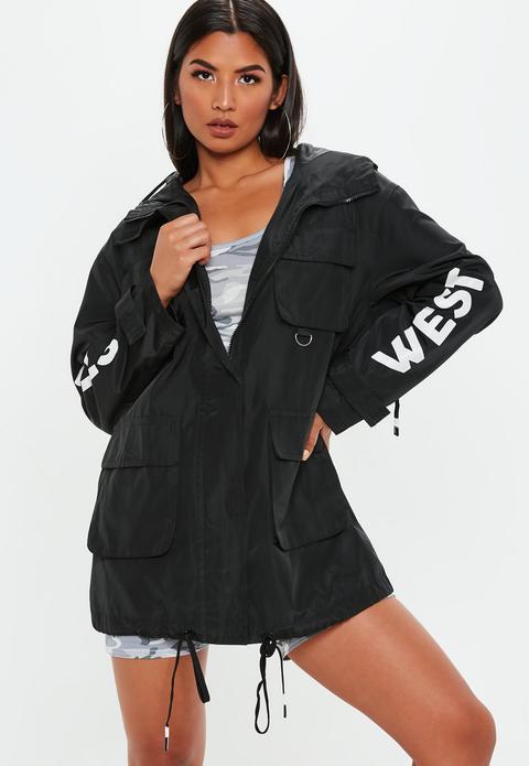 Black West Hills Slogan Parka, Black