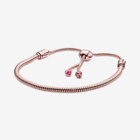 Pandora Pulsera Deslizante Diseño Cada De Serpiente Flor De Melocotón Rosa De Moments En Rosa | 28