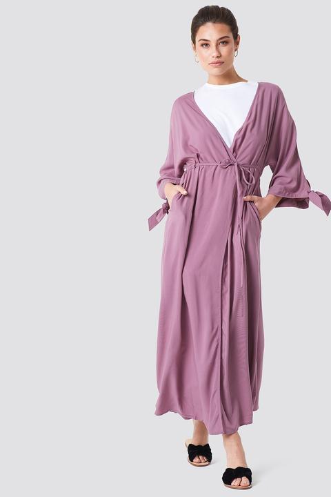 Tied Sleeve Coat Dress Pink