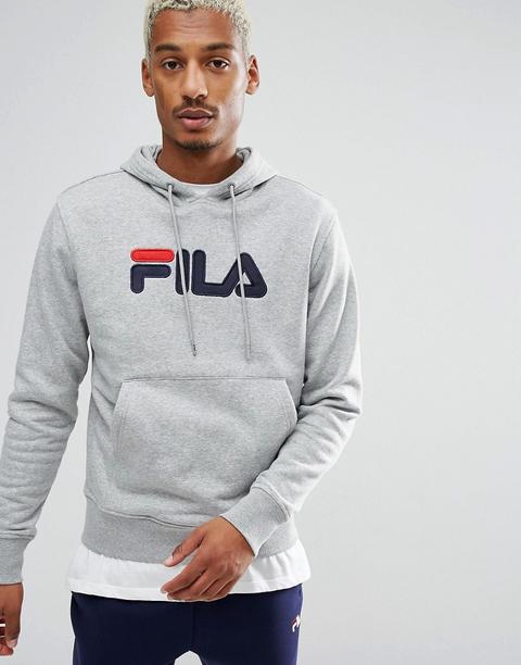 Fila Vintage - Felpa Con Cappuccio E Logo Grande Applicato Grigia - Grigio