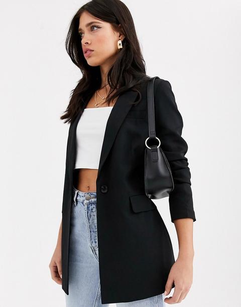 Blazer Larga En Negro De Vero Moda