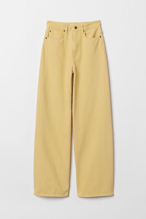 H & M - Wide High Jeans - Amarillo