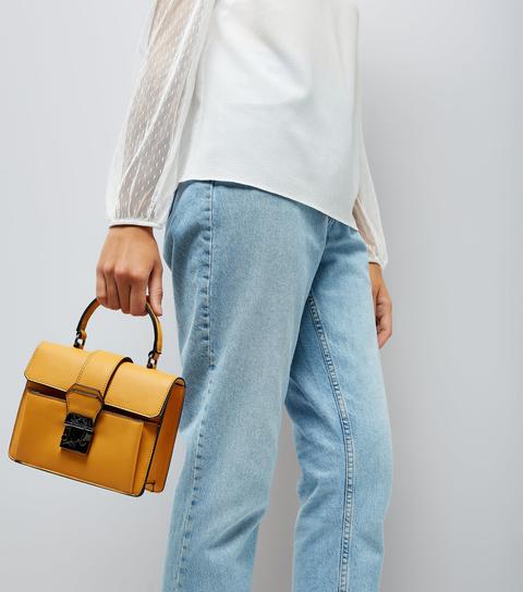 yellow top handle bag