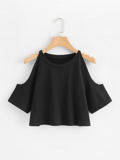 Open Shoulder Crop Tee