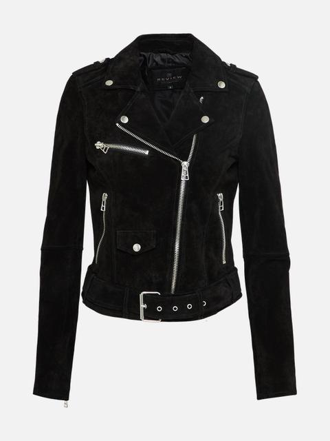 Lederjacke 'belted Velours'