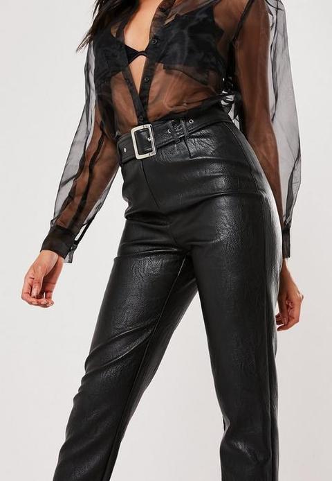 Buy Missguided Faux Leather Cigarette Trousers  Black  Nellycom
