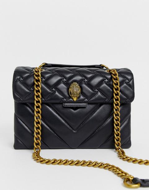 Bolso De Hombro Grande De Cuero Negro Con Cadena Kensington De Kurt Geiger London