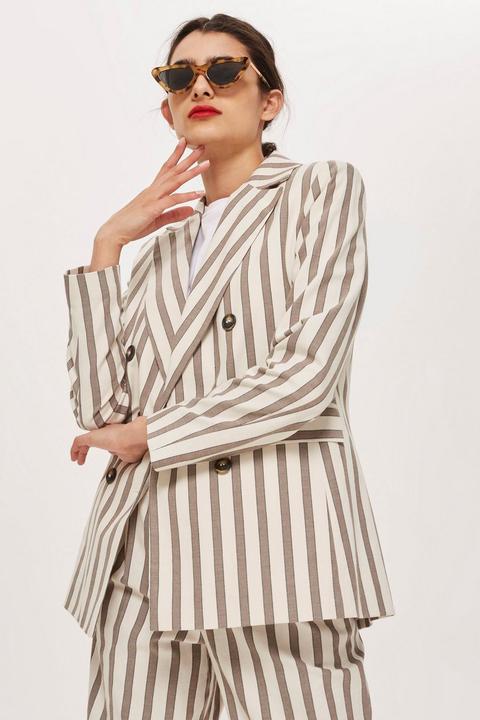 Striped Double Breasted Blazer