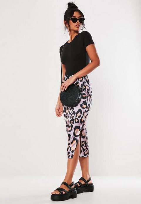 lilac leopard print skirt