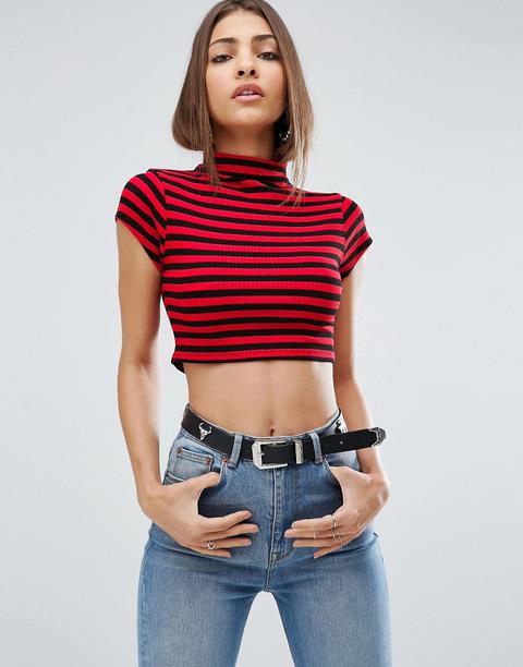 Asos Crop Top In 90s Stripe Rib