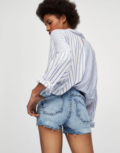 Short Denim Push Up Tiro Medio